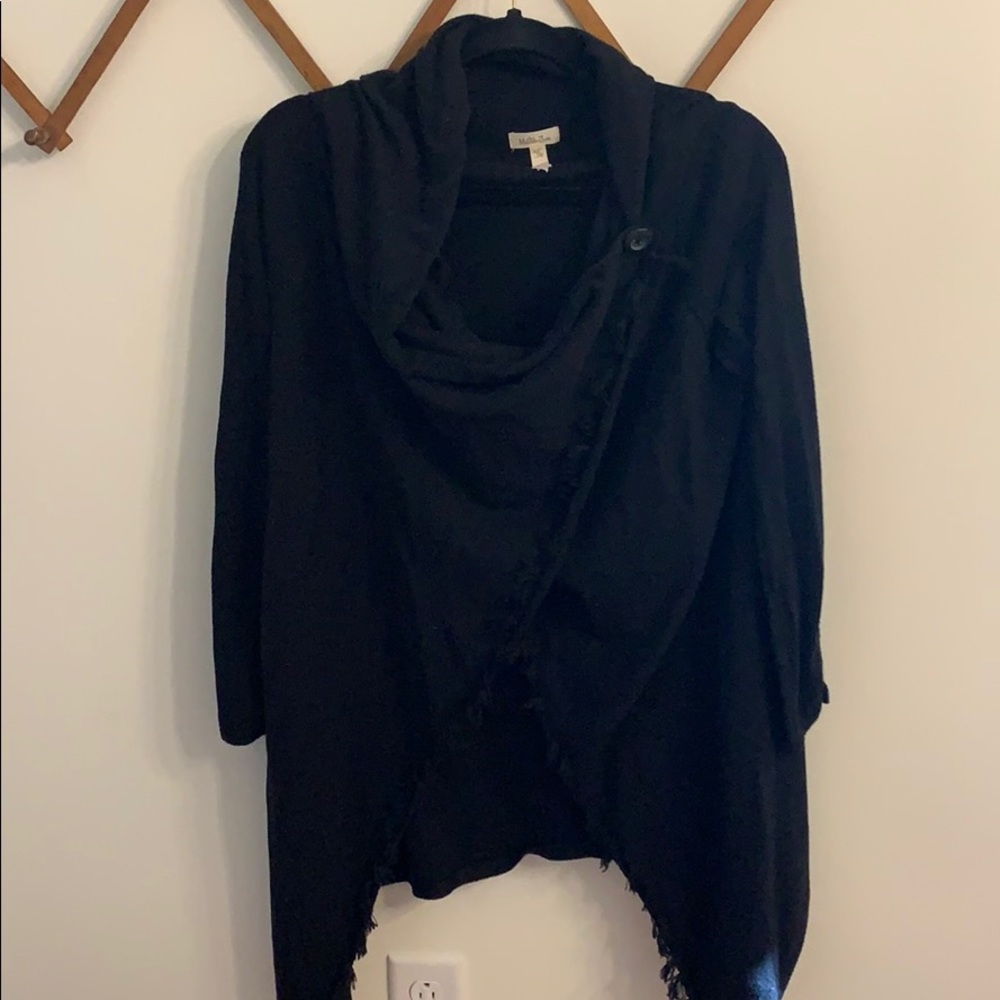 Matilda Jane Black Wrap fringe cardigan size M
